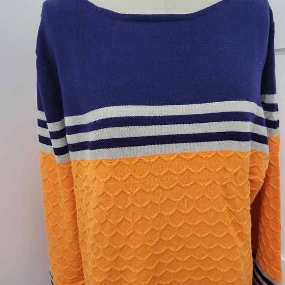 NWOT Women's Winter Colorblock Pullover Sweaters Round Neck Striped Size XXXL - Picture 5 of 9